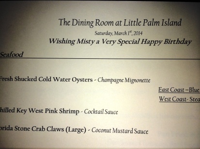 Key West bday menu